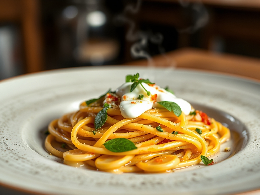 Pasta con salsa de yogur