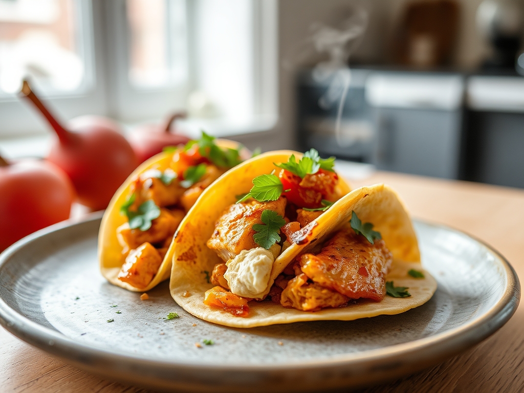 Tacos de pollo con piña