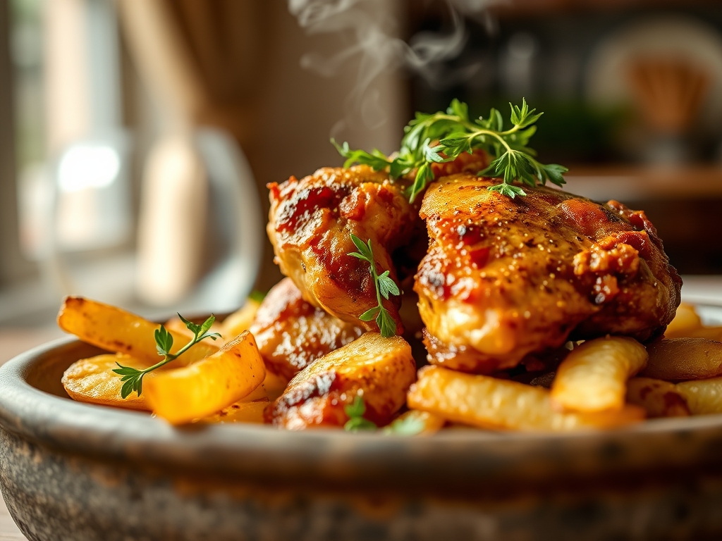 Pollo con chips de patata